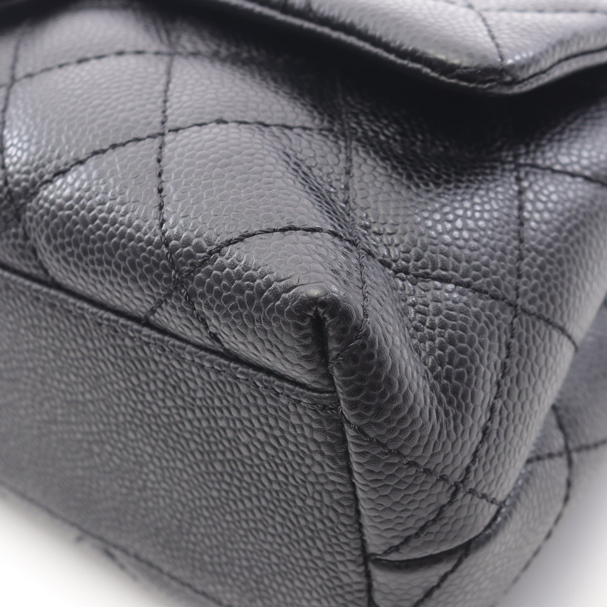 マトラッセ トップハンドル ハンドバッグ キャビアスキン ブラック シルバー金具 シャネル バッグ CHANEL