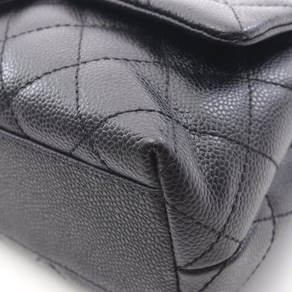 マトラッセ トップハンドル ハンドバッグ キャビアスキン ブラック シルバー金具 シャネル バッグ CHANEL
