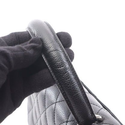 マトラッセ トップハンドル ハンドバッグ キャビアスキン ブラック シルバー金具 シャネル バッグ CHANEL
