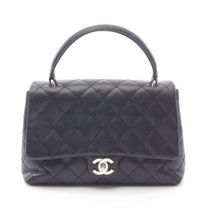 マトラッセ トップハンドル ハンドバッグ キャビアスキン ブラック シルバー金具 シャネル バッグ CHANEL