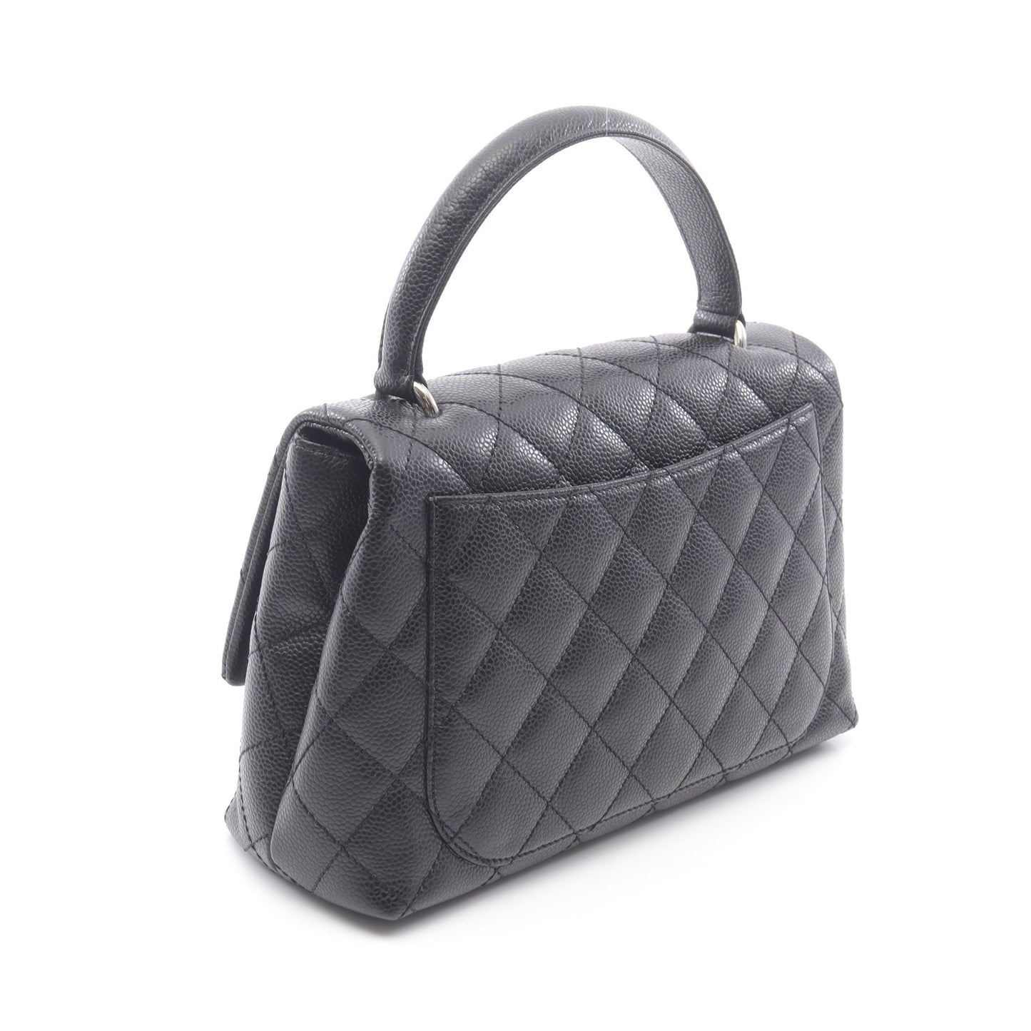 マトラッセ トップハンドル ハンドバッグ キャビアスキン ブラック シルバー金具 シャネル バッグ CHANEL