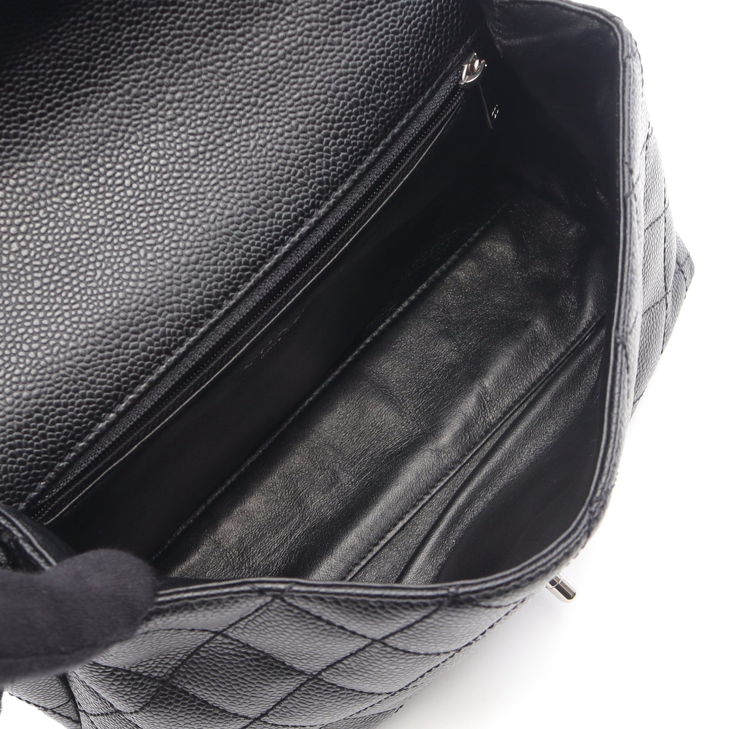 マトラッセ トップハンドル ハンドバッグ キャビアスキン ブラック シルバー金具 シャネル バッグ CHANEL