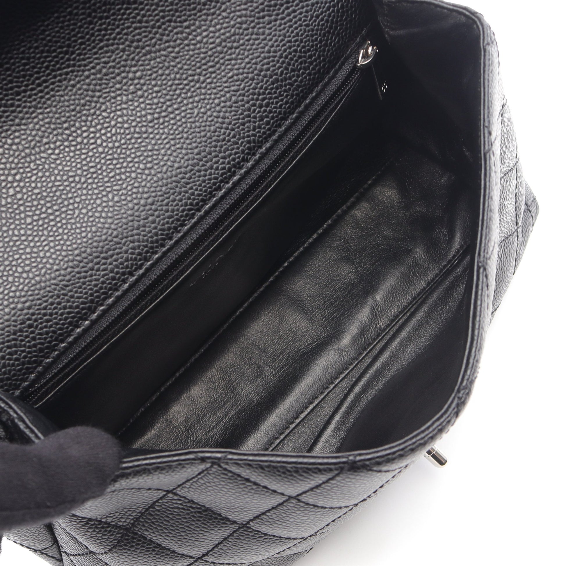 マトラッセ トップハンドル ハンドバッグ キャビアスキン ブラック シルバー金具 シャネル バッグ CHANEL
