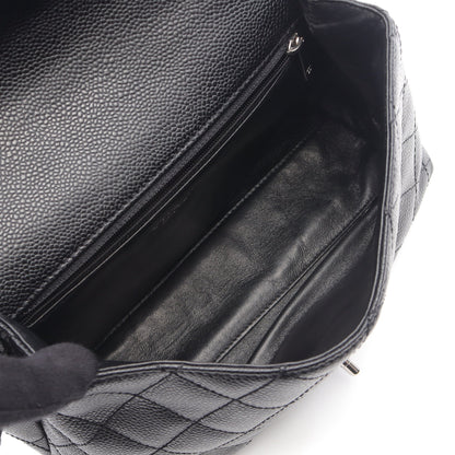 マトラッセ トップハンドル ハンドバッグ キャビアスキン ブラック シルバー金具 シャネル バッグ CHANEL