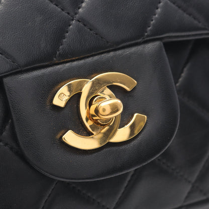 マトラッセ Wフラップ Wチェーンショルダーバッグ ラムスキン ブラック ゴールド金具 シャネル バッグ CHANEL