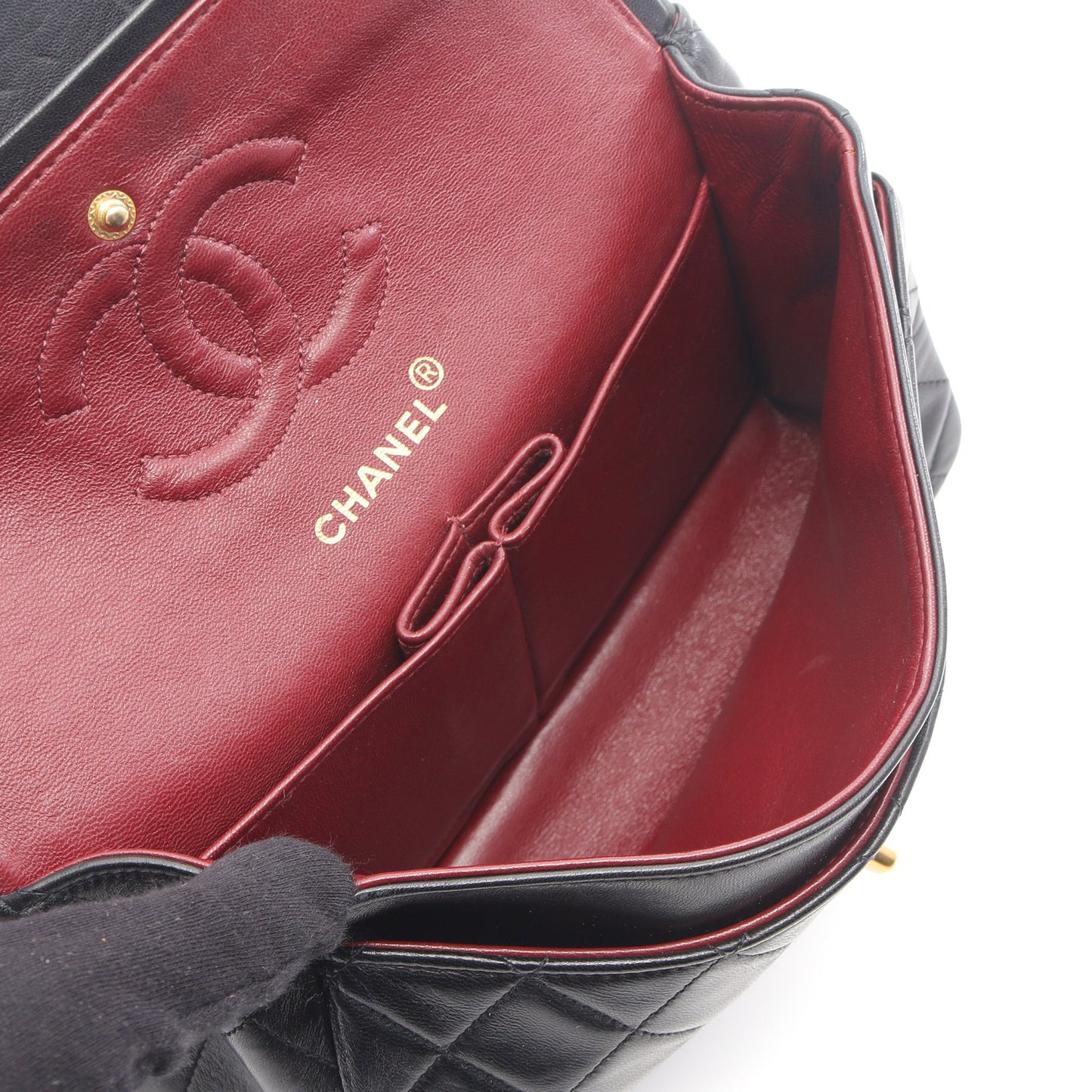 マトラッセ Wフラップ Wチェーンショルダーバッグ ラムスキン ブラック ゴールド金具 シャネル バッグ CHANEL
