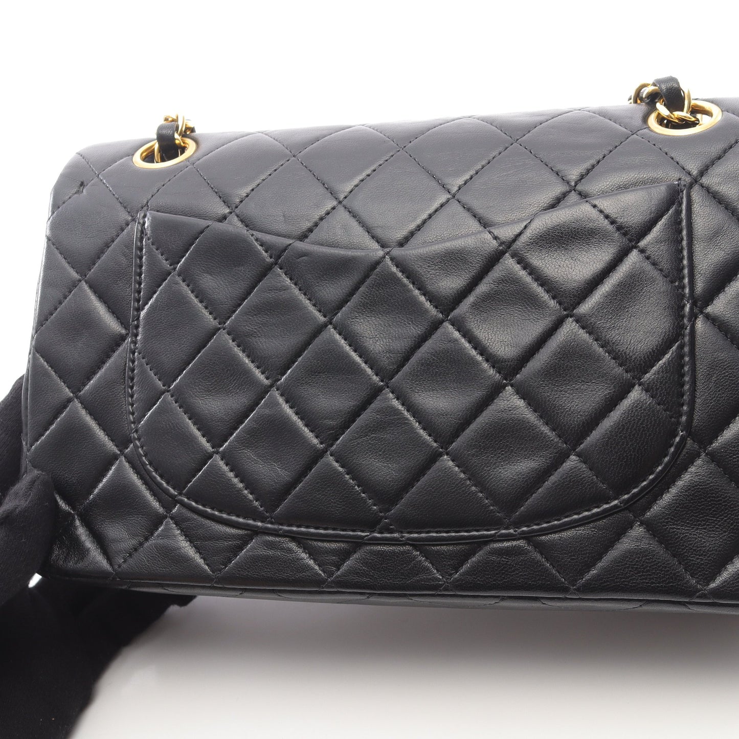 マトラッセ Wフラップ Wチェーンショルダーバッグ ラムスキン ブラック ゴールド金具 シャネル バッグ CHANEL