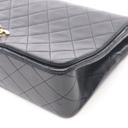 マトラッセ フルフラップ チェーンショルダーバッグ ラムスキン ブラック ゴールド金具 シャネル バッグ CHANEL