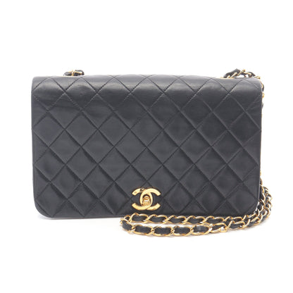 マトラッセ フルフラップ チェーンショルダーバッグ ラムスキン ブラック ゴールド金具 シャネル バッグ CHANEL