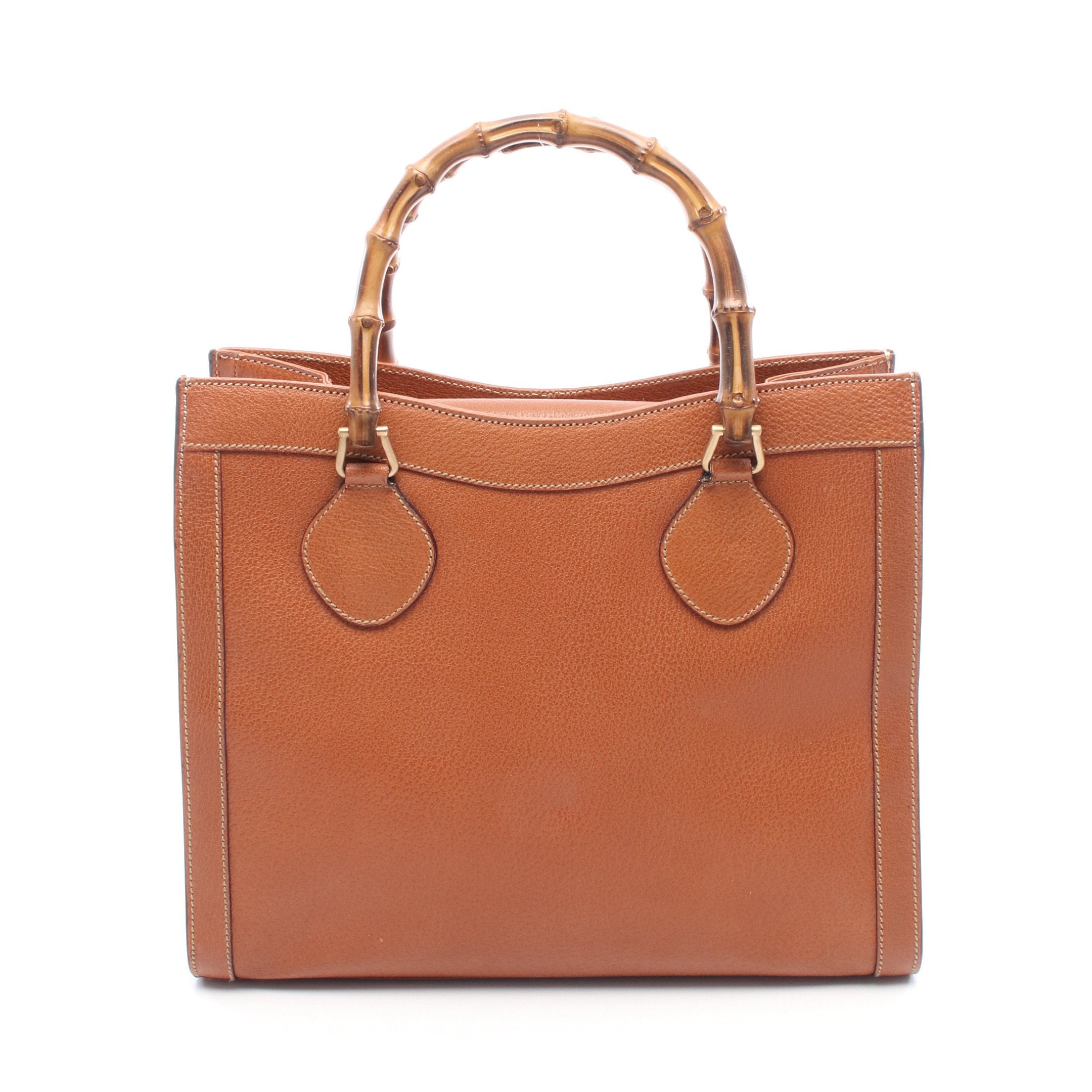 GUCCI バンブー ハンドバッグ レザー ブラウン 茶色 ダイアナ