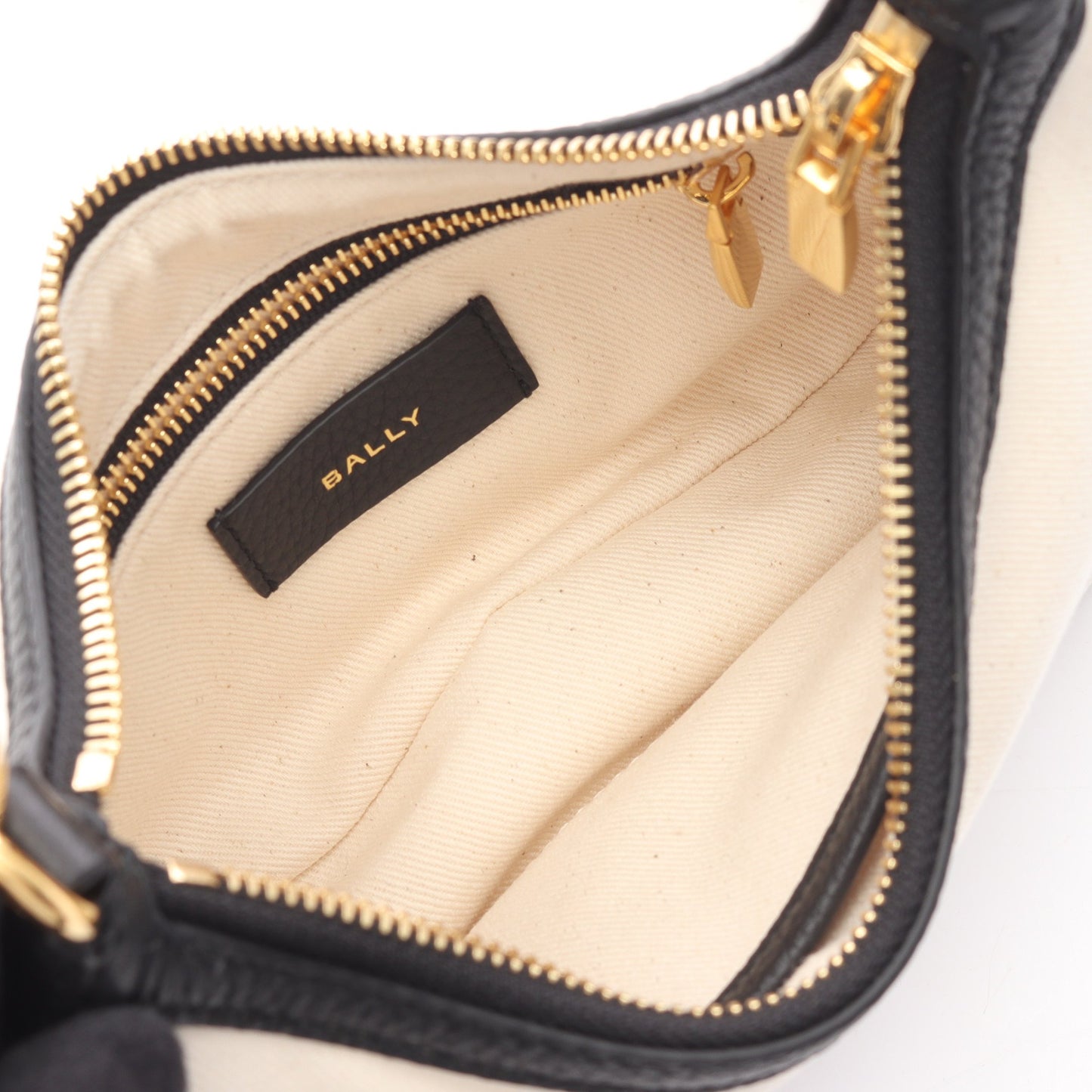 ショルダーバッグ キャンバス レザー アイボリー ブラック バリー バッグ BALLY