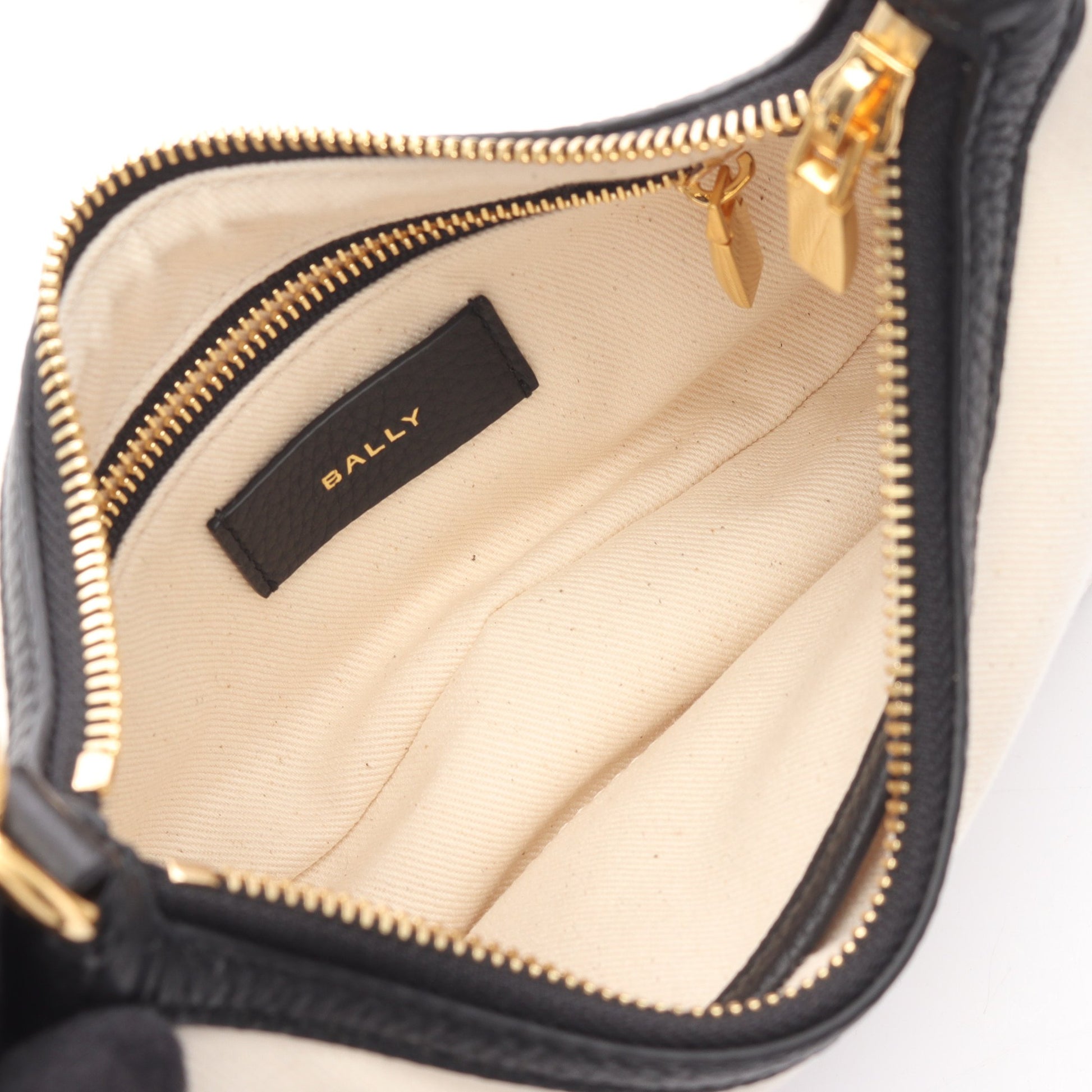 ショルダーバッグ キャンバス レザー アイボリー ブラック バリー バッグ BALLY