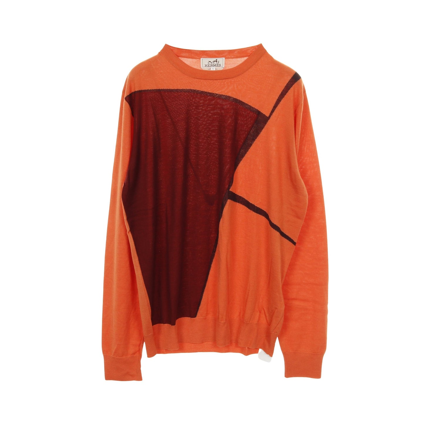 ニット クルーネック カシミヤ シルク オレンジ ボルドー エルメス トップス HERMES