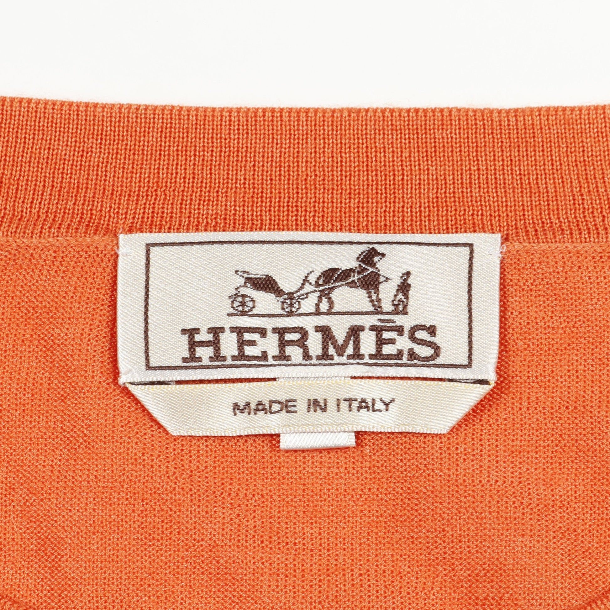 ニット クルーネック カシミヤ シルク オレンジ ボルドー エルメス トップス HERMES