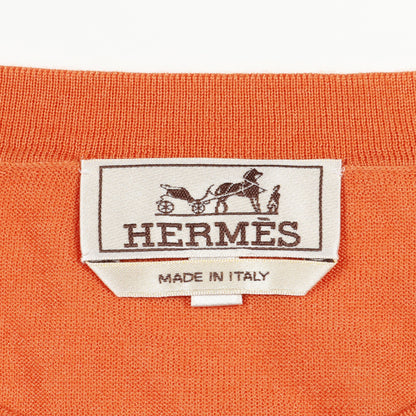 ニット クルーネック カシミヤ シルク オレンジ ボルドー エルメス トップス HERMES