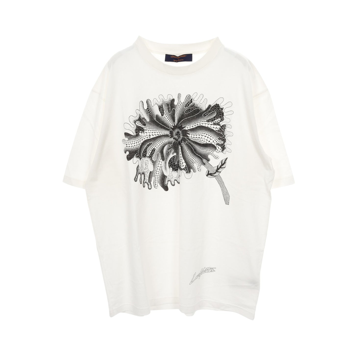 LOUIS VUITTON × yayoi kusama サイケデリックフラワー Tシャツ クルーネック 半袖 コットン ホワイト ブラック ルイヴィトン トップス LOUIS VUITTON