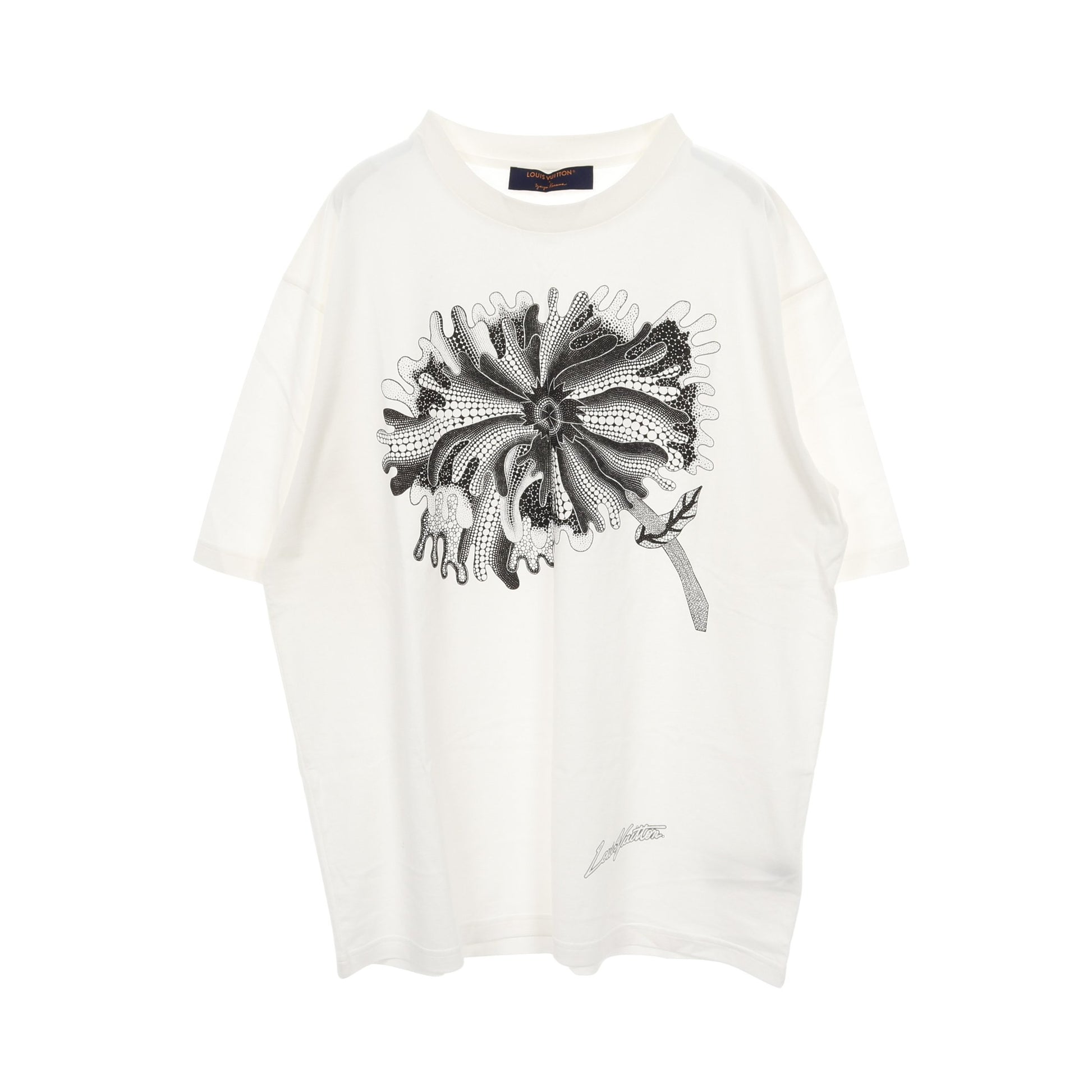LOUIS VUITTON × yayoi kusama サイケデリックフラワー Tシャツ クルーネック 半袖 コットン ホワイト ブラック ルイヴィトン トップス LOUIS VUITTON
