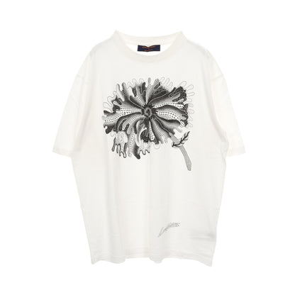 LOUIS VUITTON × yayoi kusama サイケデリックフラワー Tシャツ クルーネック 半袖 コットン ホワイト ブラック ルイヴィトン トップス LOUIS VUITTON
