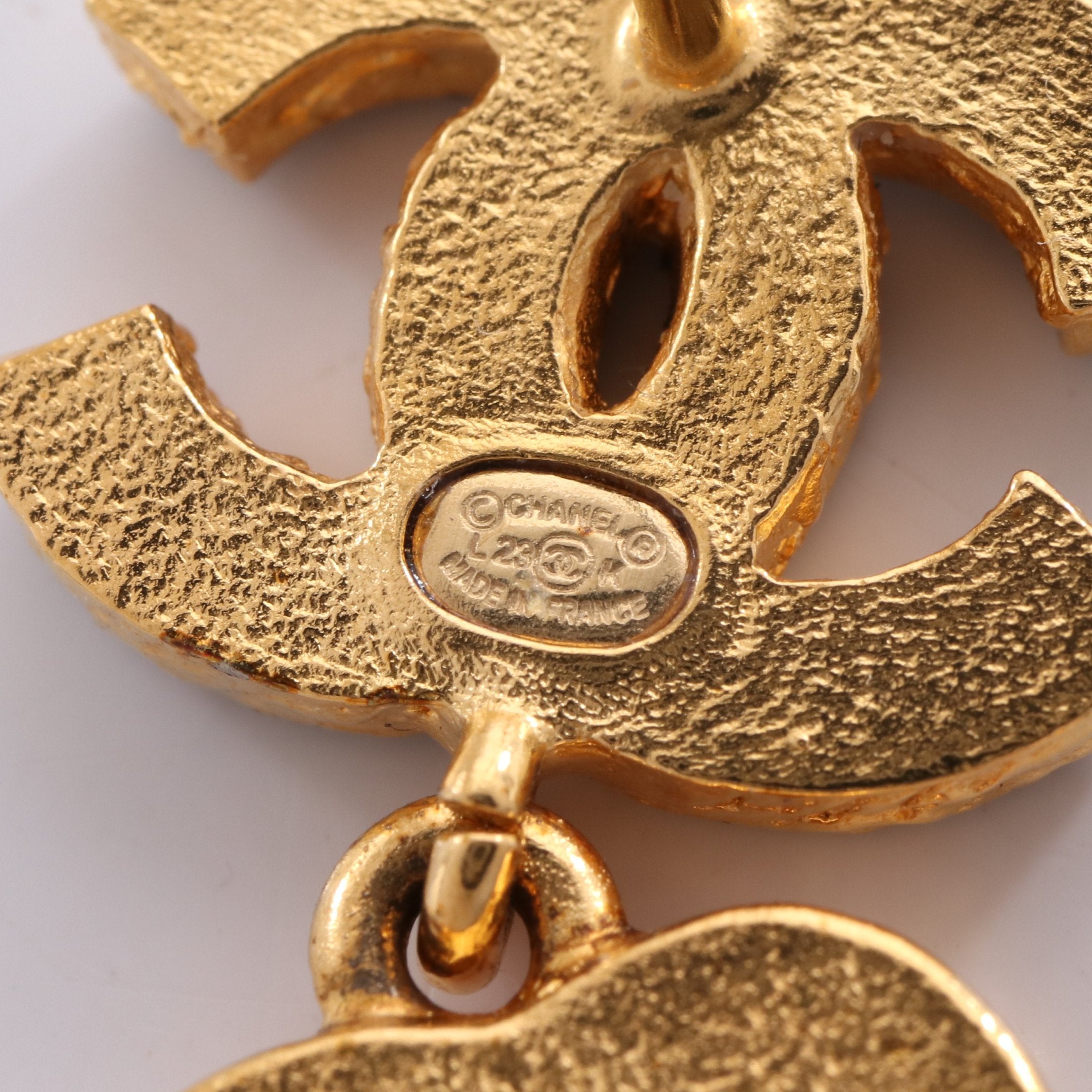 CHANEL ココマークL23K ピアス両耳GP ピンク×ゴールド