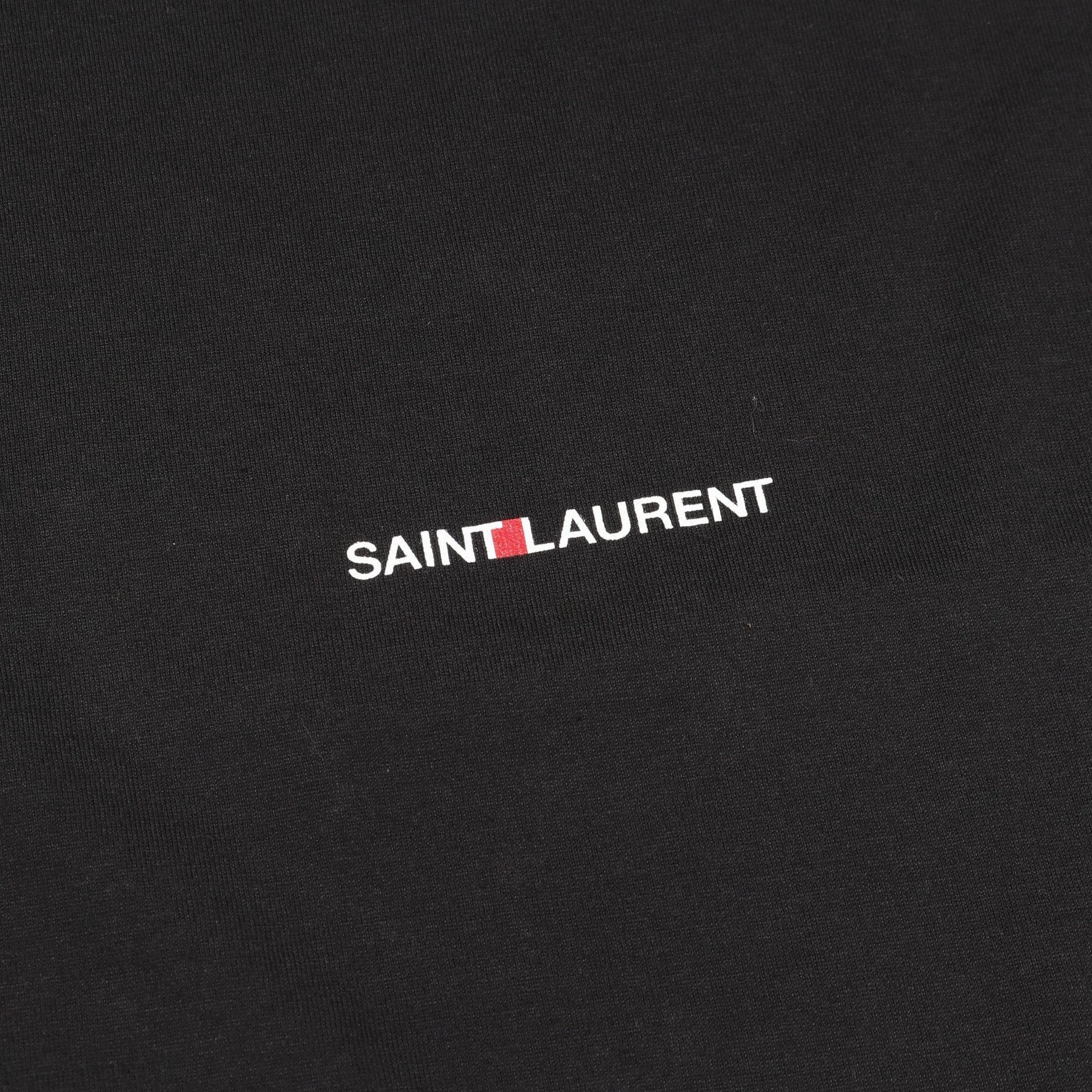 ミニロゴ Tシャツ クルーネック 半袖 コットン ブラック サンローランパリ トップス SAINT LAURENT PARIS