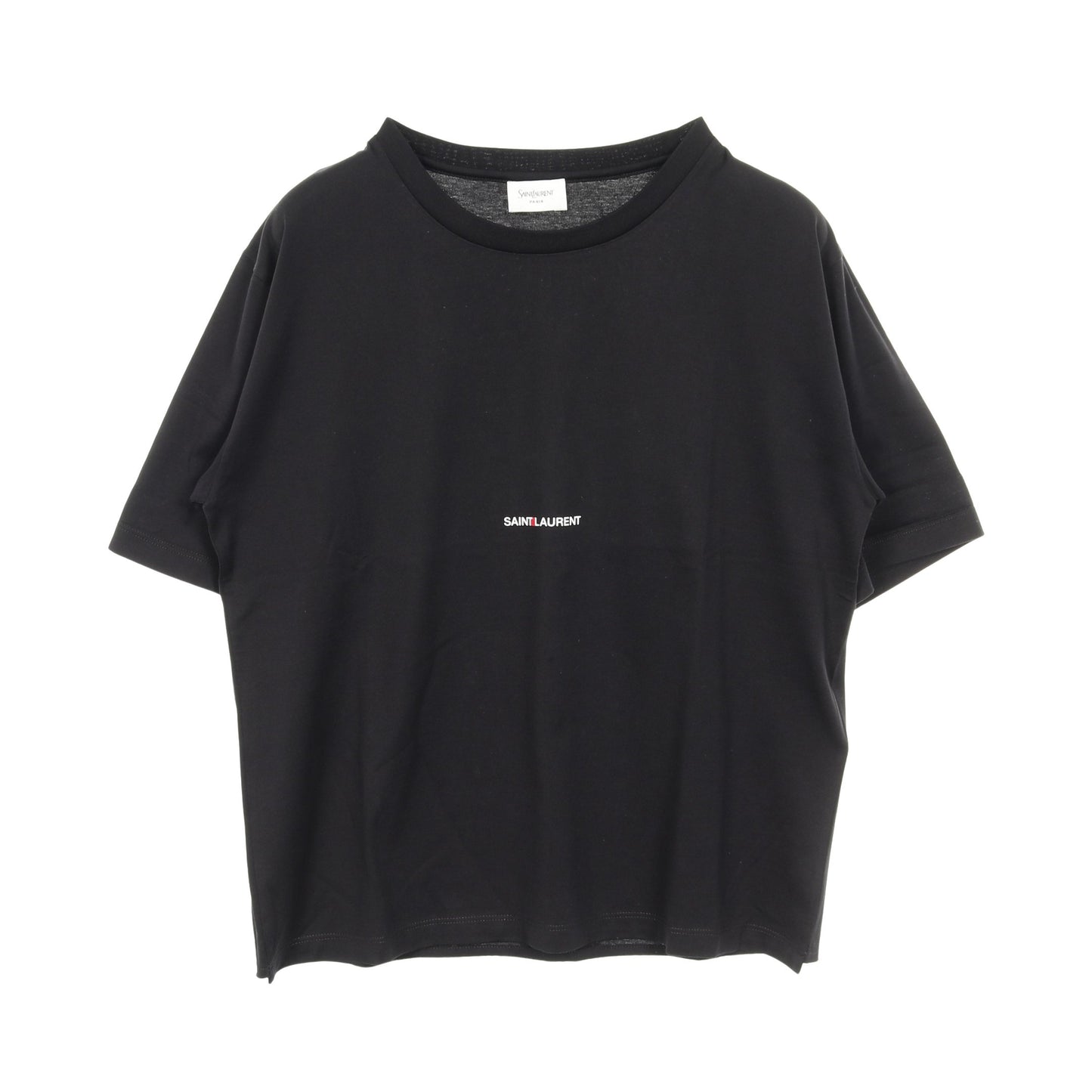 ミニロゴ Tシャツ クルーネック 半袖 コットン ブラック サンローランパリ トップス SAINT LAURENT PARIS