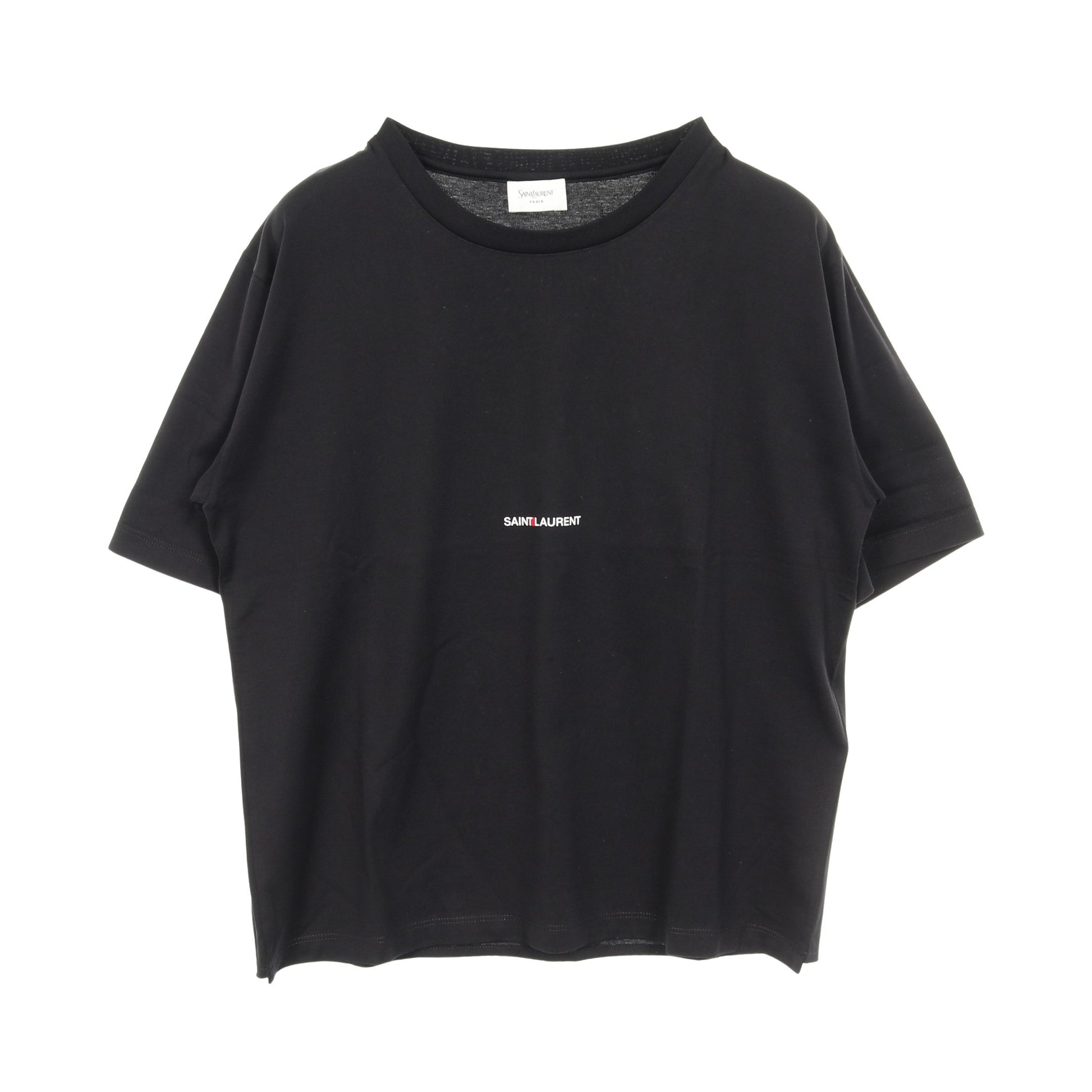 ミニロゴ Tシャツ クルーネック 半袖 コットン ブラック サンローランパリ トップス SAINT LAURENT PARIS