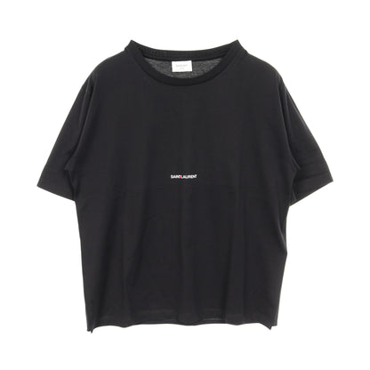 ミニロゴ Tシャツ クルーネック 半袖 コットン ブラック サンローランパリ トップス SAINT LAURENT PARIS