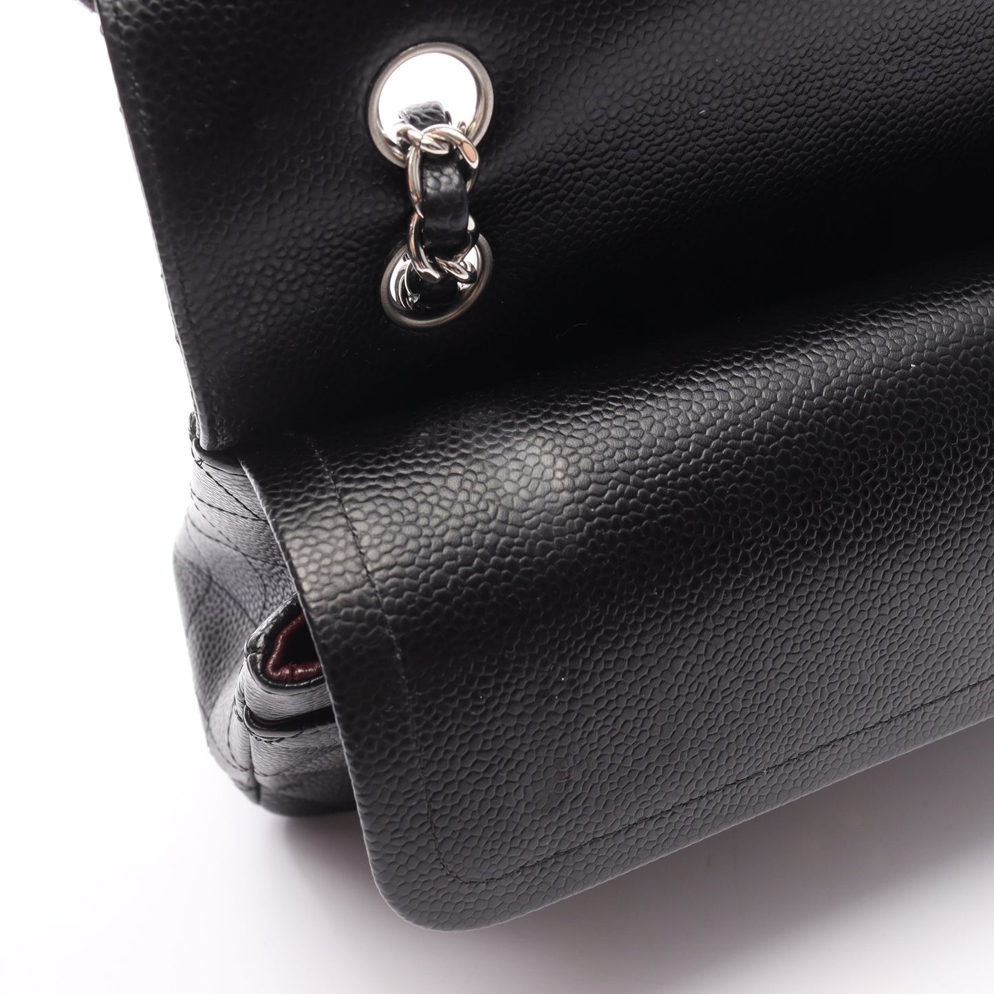 マトラッセ Wフラップ Wチェーンショルダーバッグ キャビアスキン ブラック シルバー金具 シャネル バッグ CHANEL