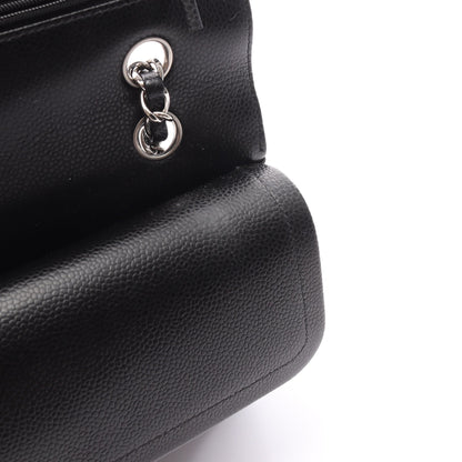 マトラッセ Wフラップ Wチェーンショルダーバッグ キャビアスキン ブラック シルバー金具 シャネル バッグ CHANEL