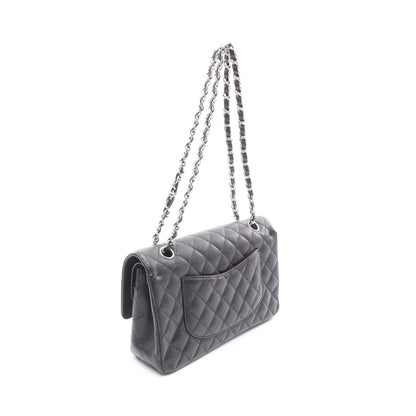 マトラッセ Wフラップ Wチェーンショルダーバッグ キャビアスキン ブラック シルバー金具 シャネル バッグ CHANEL