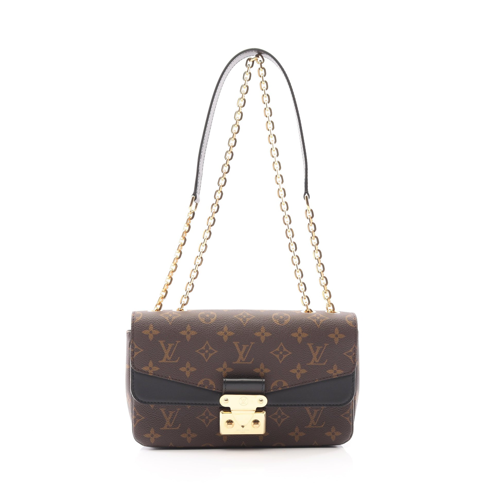 サック マルソー モノグラム チェーンショルダーバッグ PVC レザー ブラウン ブラック ルイヴィトン バッグ LOUIS VUITTON
