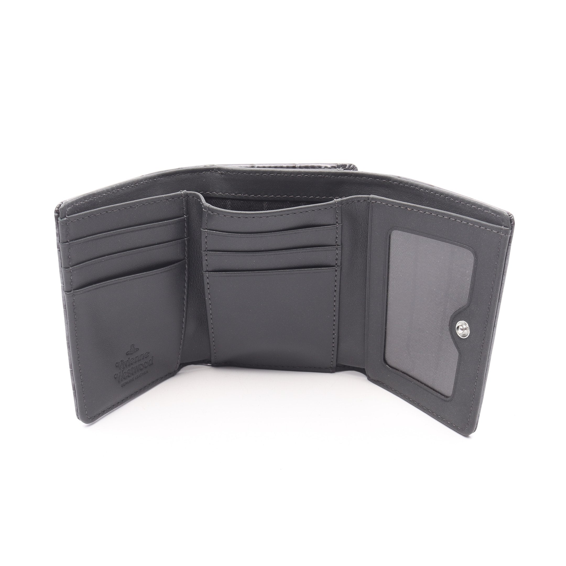 【美品/希少品/付属品】vivienne westwood 三つ折り財布　クロコ 三つ折り財布 レザー グレー クロコ型押し ヴィヴィアンウエストウッド