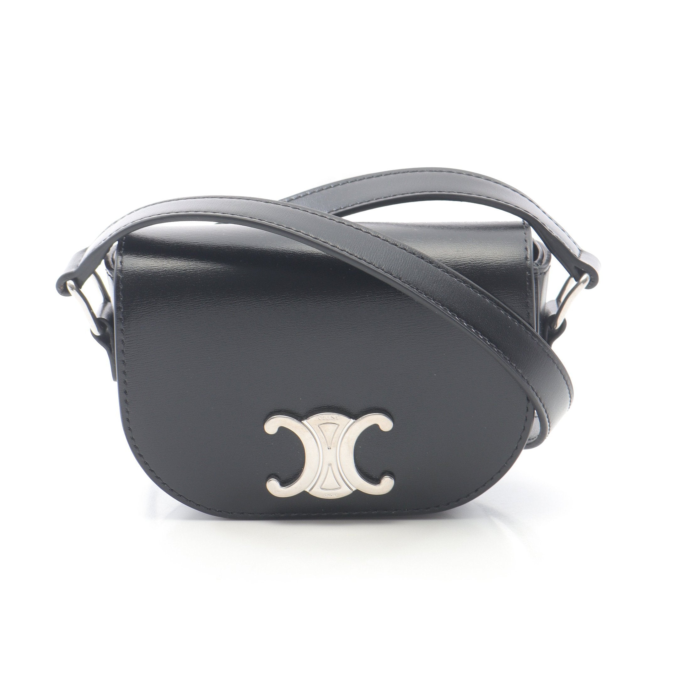 VINTAGE CELINE セリーヌ レザー ショルダーバッグ 黒 CELINE】セリーヌ レザー ショルダーバッグ黒 VINTAGE CELINE