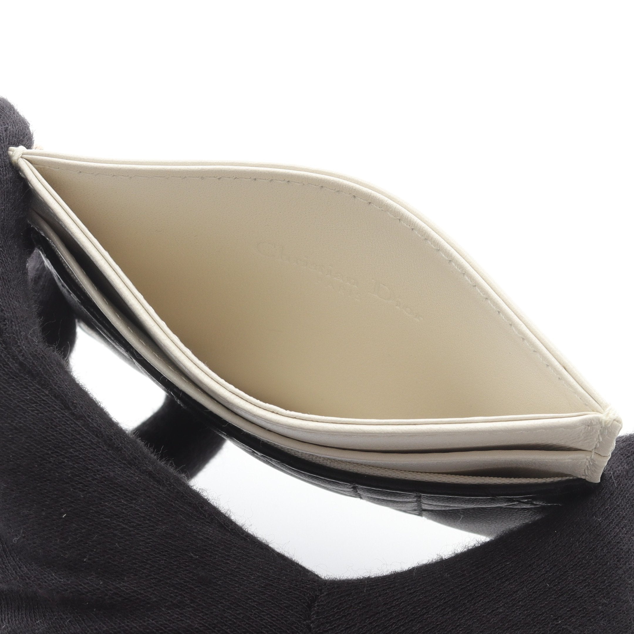 LADY DIOR レディディオール カナージュ カードケース レザー ブラック