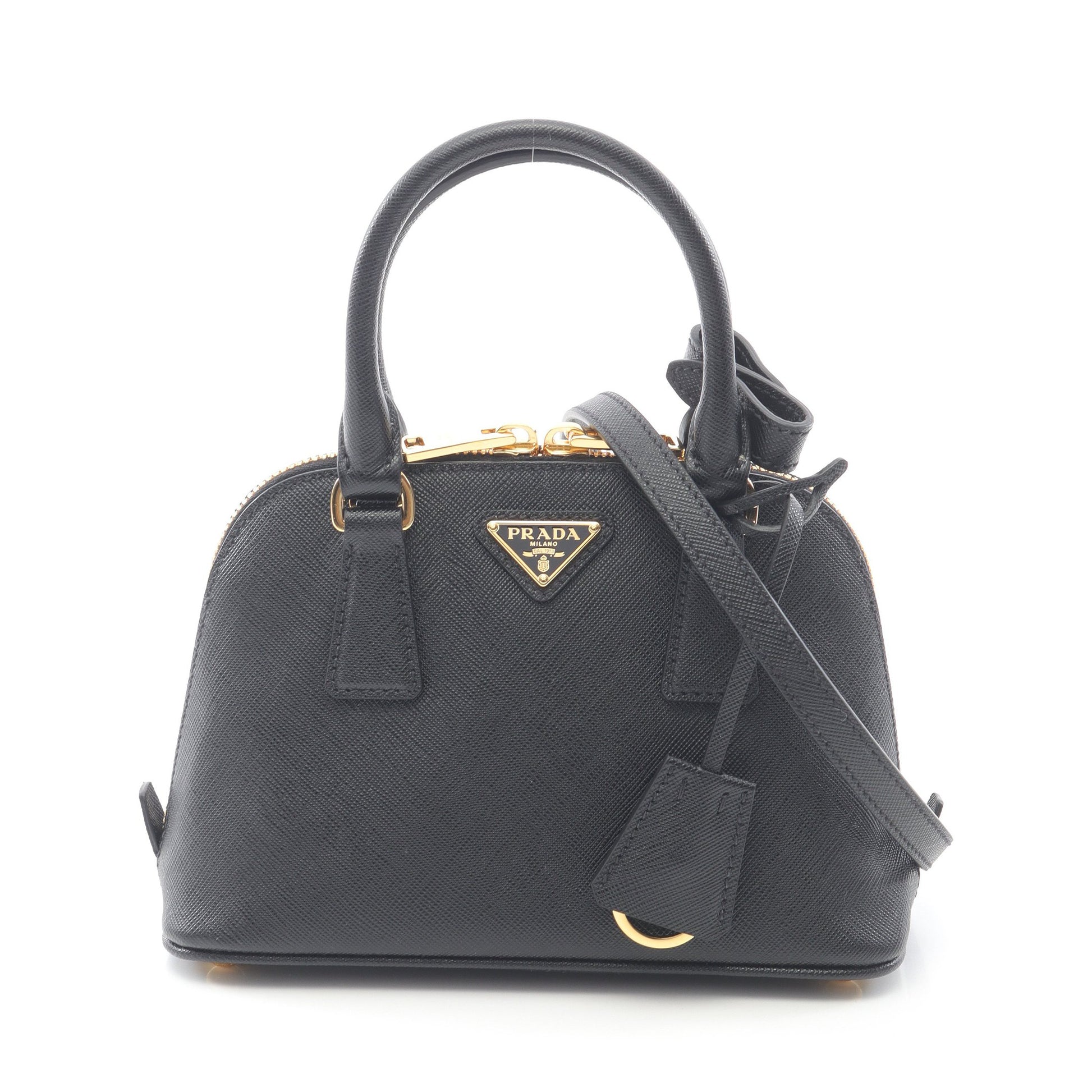 SAFFIANO LUX ハンドバッグ サフィアーノレザー ブラック 2WAY プラダ 