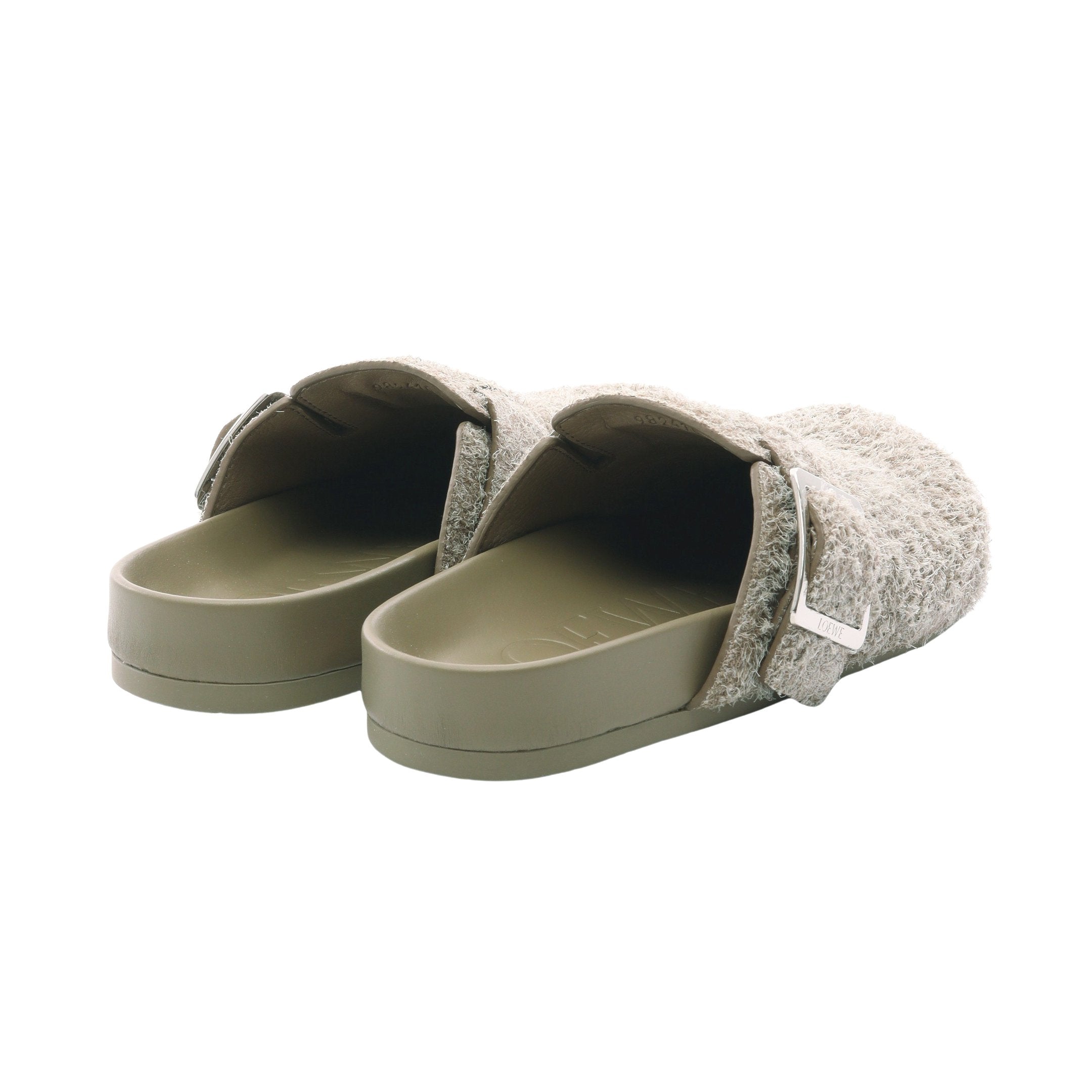 イーズ バックル ミュール サンダル ブラッシュドスエード カーキ