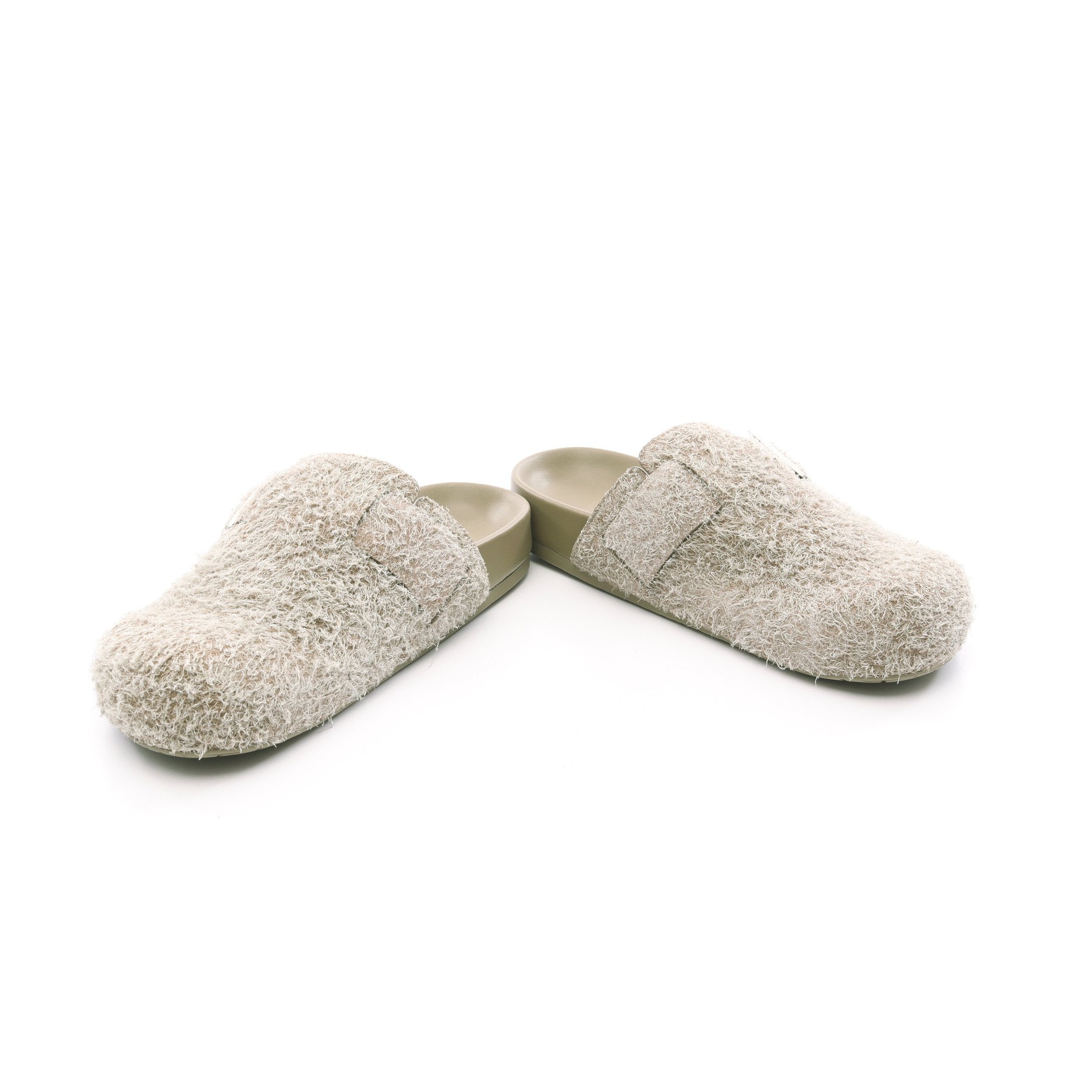 イーズ バックル ミュール サンダル ブラッシュドスエード カーキ