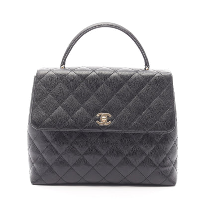 マトラッセ トップハンドル ハンドバッグ キャビアスキン ブラック ゴールド金具 シャネル バッグ CHANEL