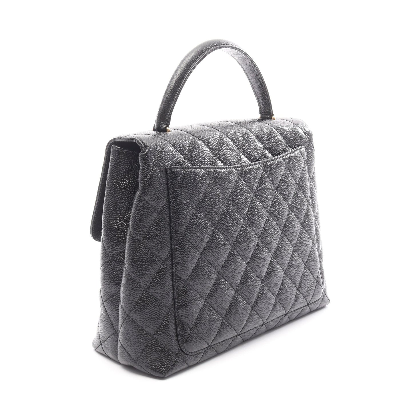 マトラッセ トップハンドル ハンドバッグ キャビアスキン ブラック ゴールド金具 シャネル バッグ CHANEL