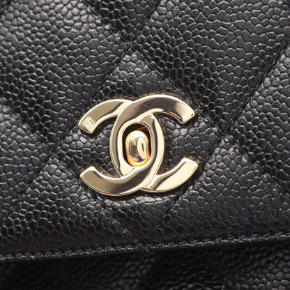 マトラッセ トップハンドル ハンドバッグ キャビアスキン ブラック ゴールド金具 シャネル バッグ CHANEL