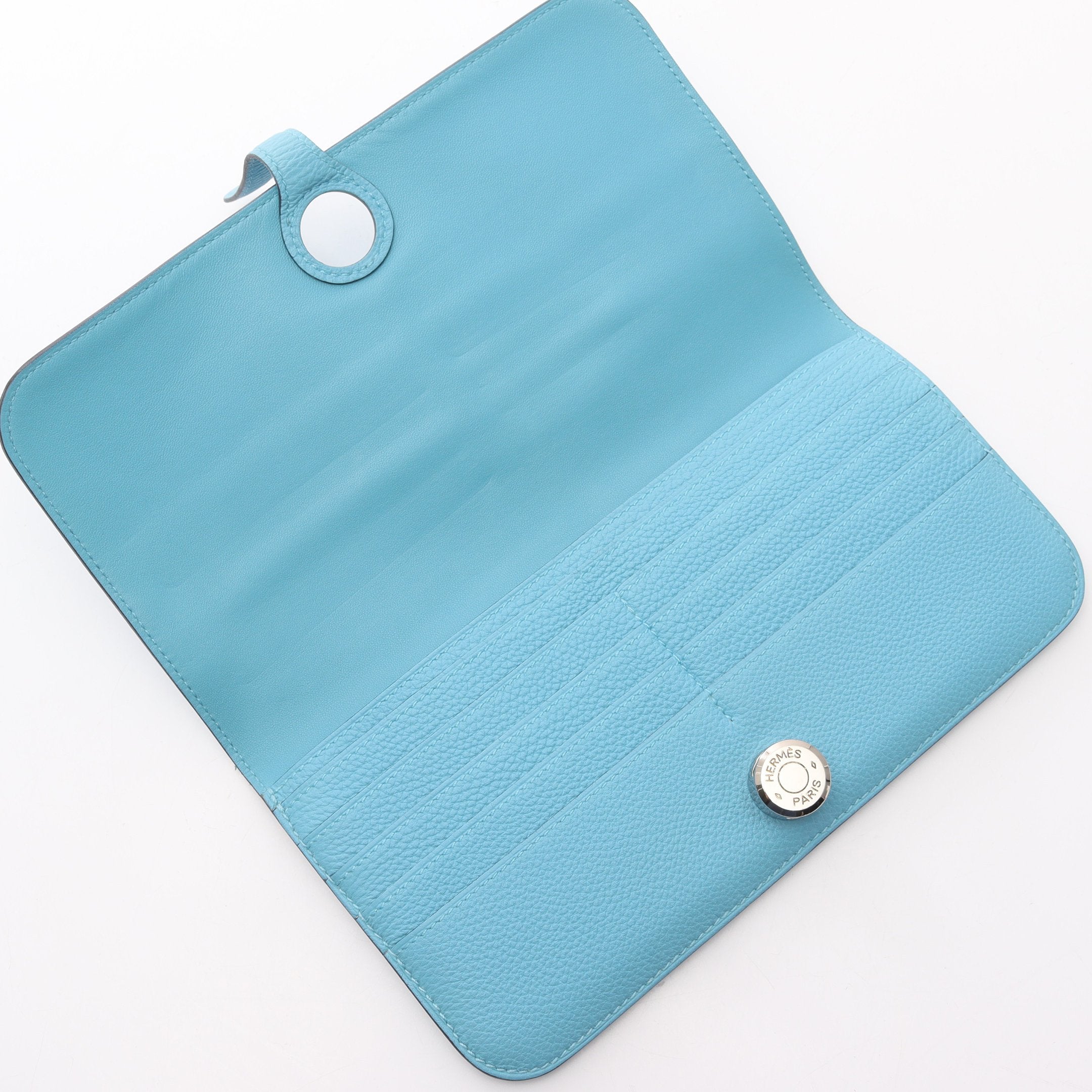 ドゴンロング ブルーノール 二つ折り長財布 トゴ ライトブルー