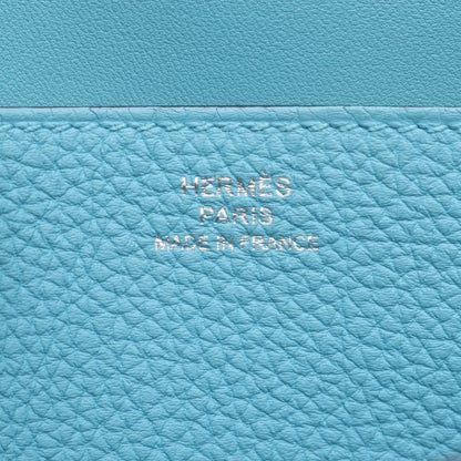 ドゴンロング ブルーノール 二つ折り長財布 トゴ ライトブルー シルバー金具 D刻印 エルメス 財布・小物 HERMES