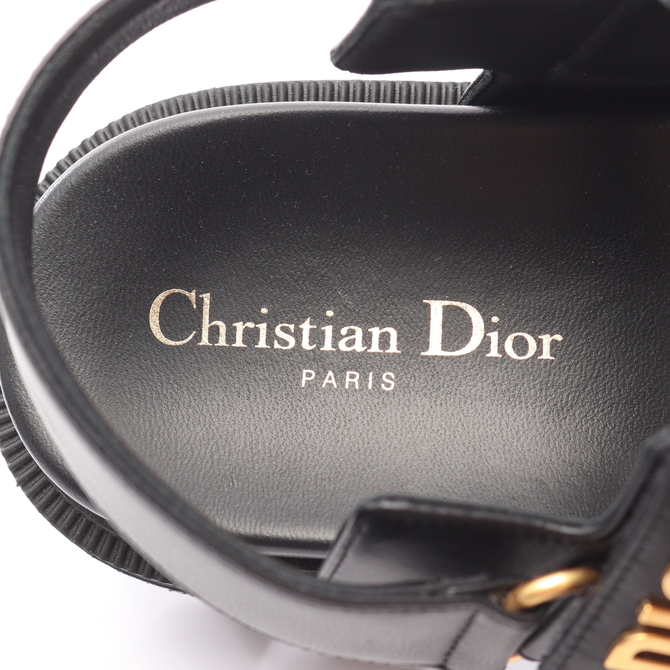 DIORACT プラットフォーム サンダル レザー ブラック クリスチャン