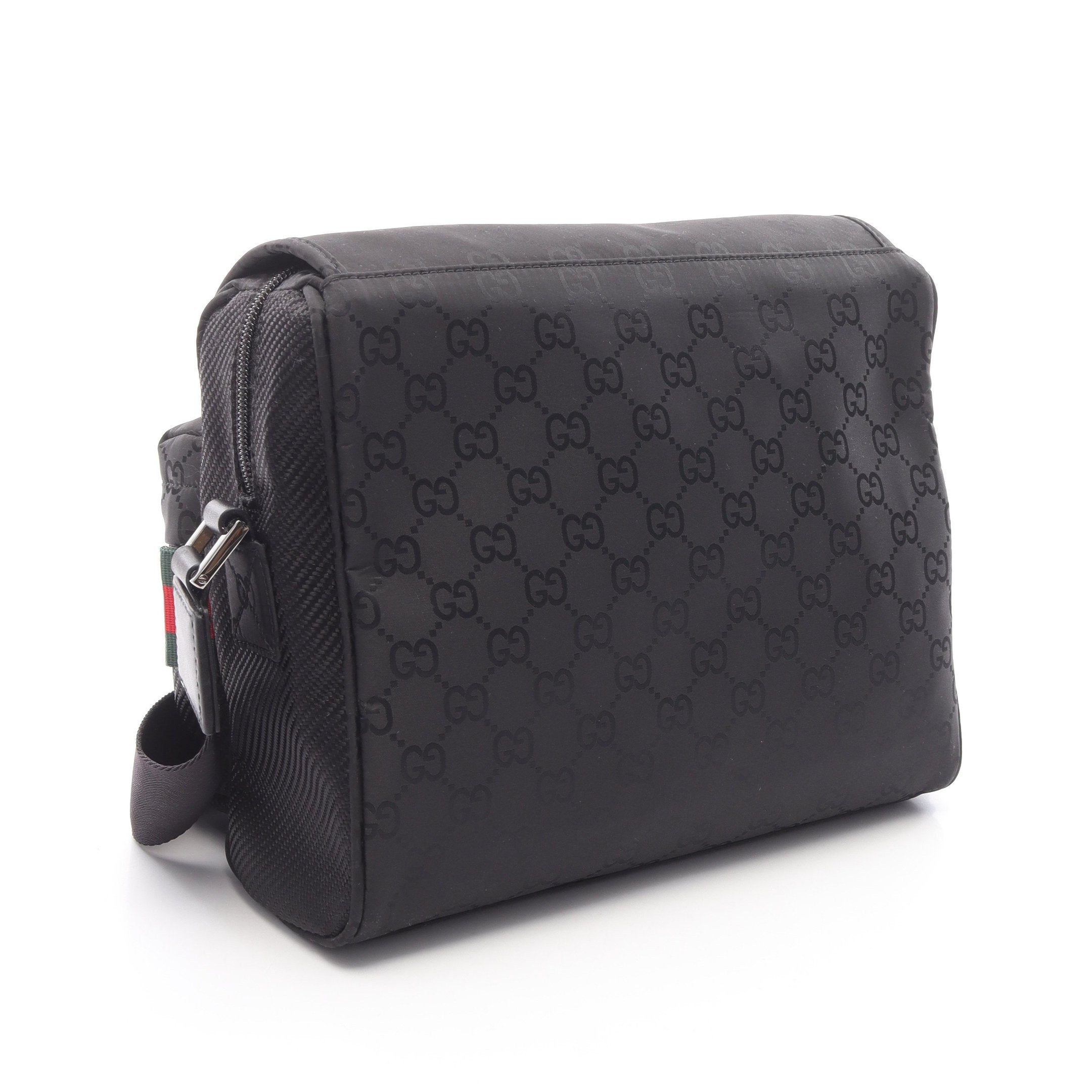GUCCI ブラックナイロン ショルダーバッグ GGナイロン ミディアム クロスボディバッグ ショルダーバッグ ナイロン