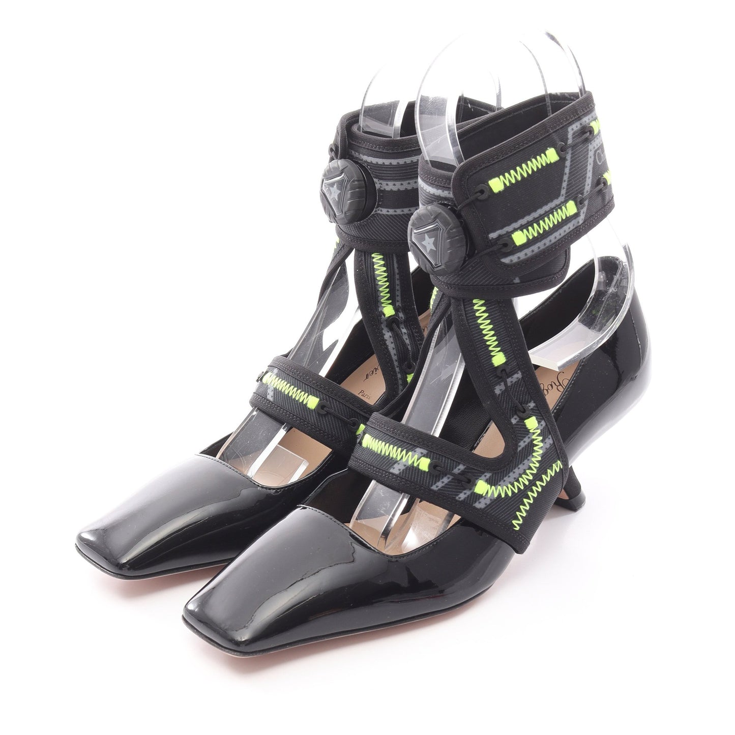 Christian Dior × Roger Vivier 62-22 パンプス エナメルレザー ファブリック ブラック イエローグリーン クリスチャンディオール シューズ Christian Dior