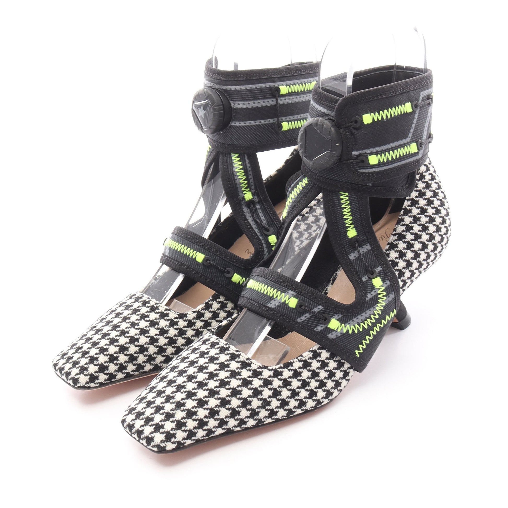 Christian Dior × Roger Vivier 62-22 パンプス 千鳥柄 ファブリック ブラック ホワイト イエローグリーン クリスチャンディオール シューズ Christian Dior