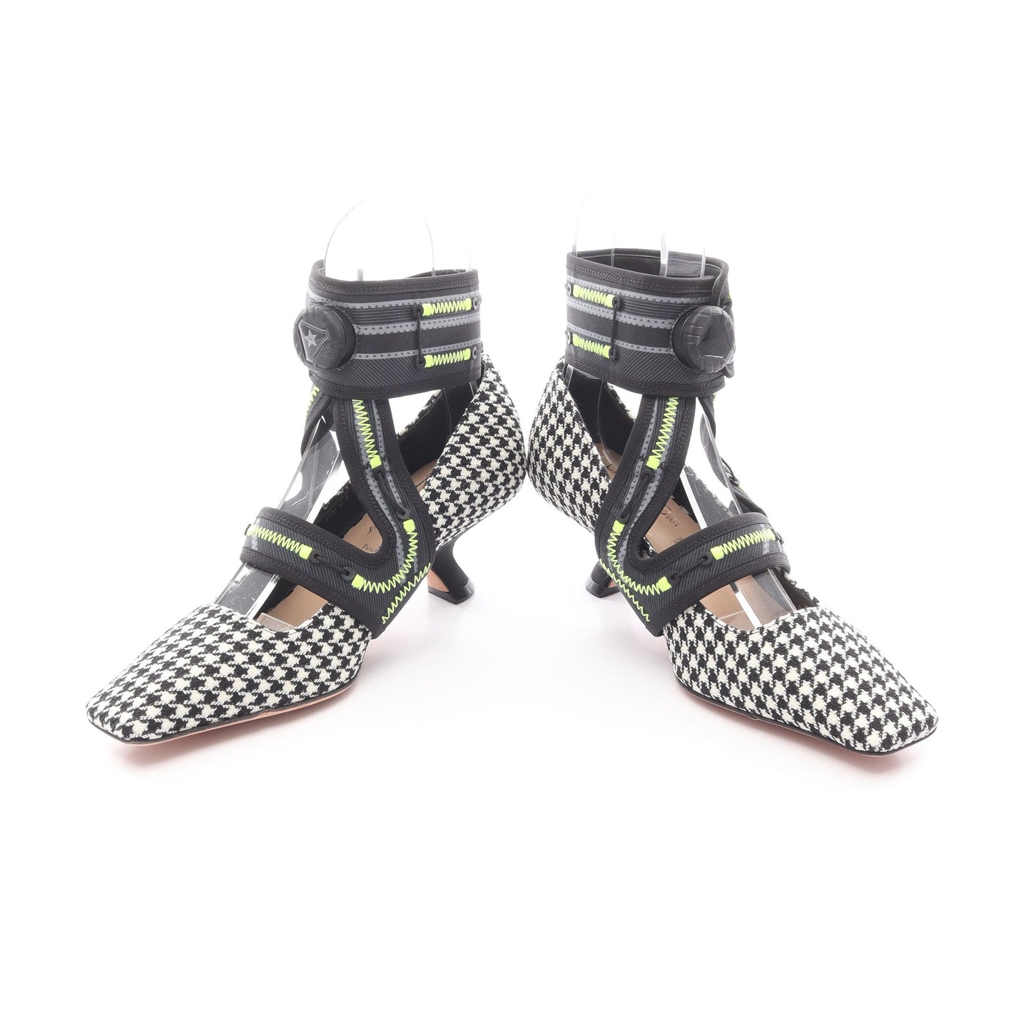 Christian Dior × Roger Vivier 62-22 パンプス 千鳥柄 ファブリック ブラック ホワイト イエローグリーン クリスチャンディオール シューズ Christian Dior