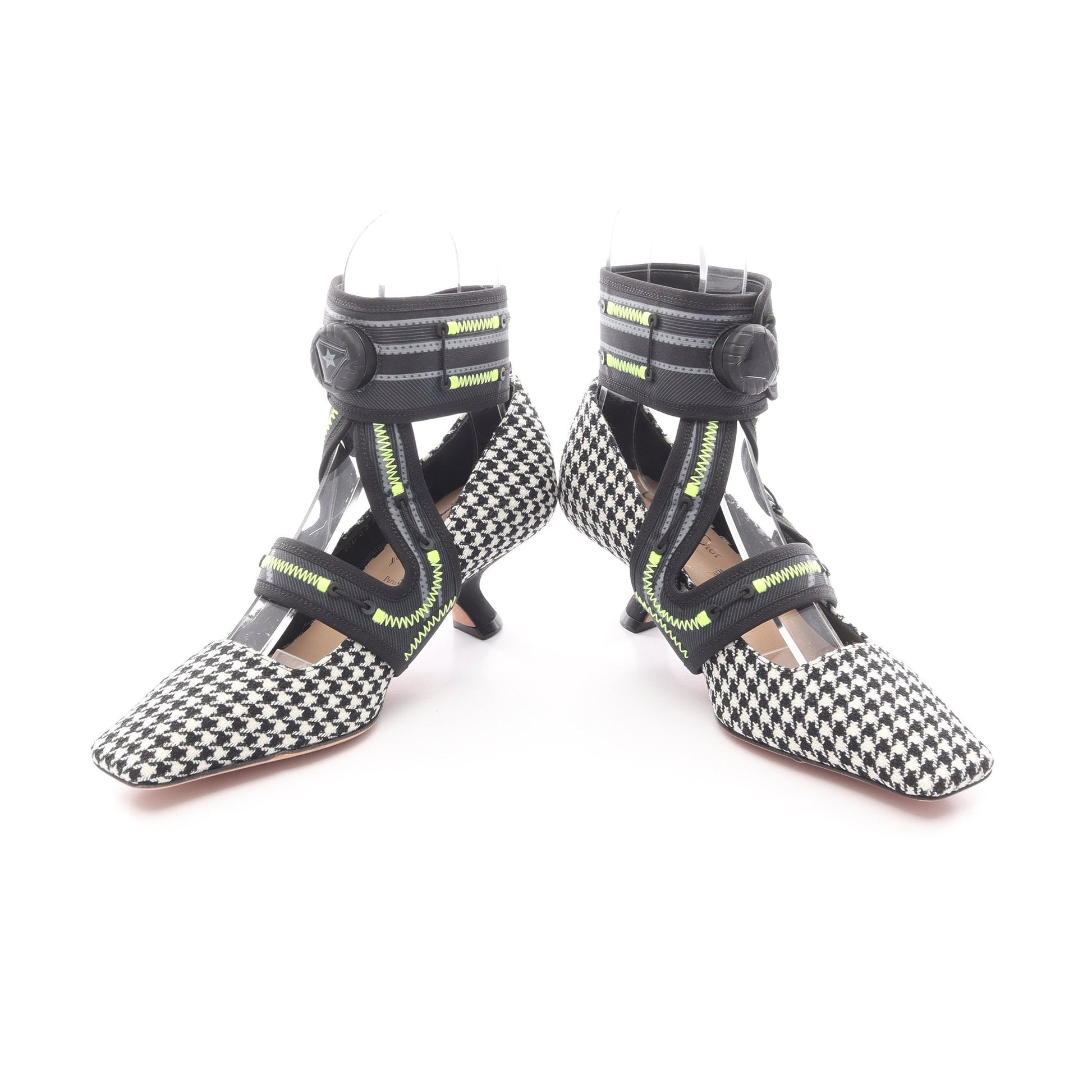 Christian Dior × Roger Vivier 62-22 パンプス 千鳥柄 ファブリック ブラック ホワイト イエローグリーン クリスチャンディオール シューズ Christian Dior