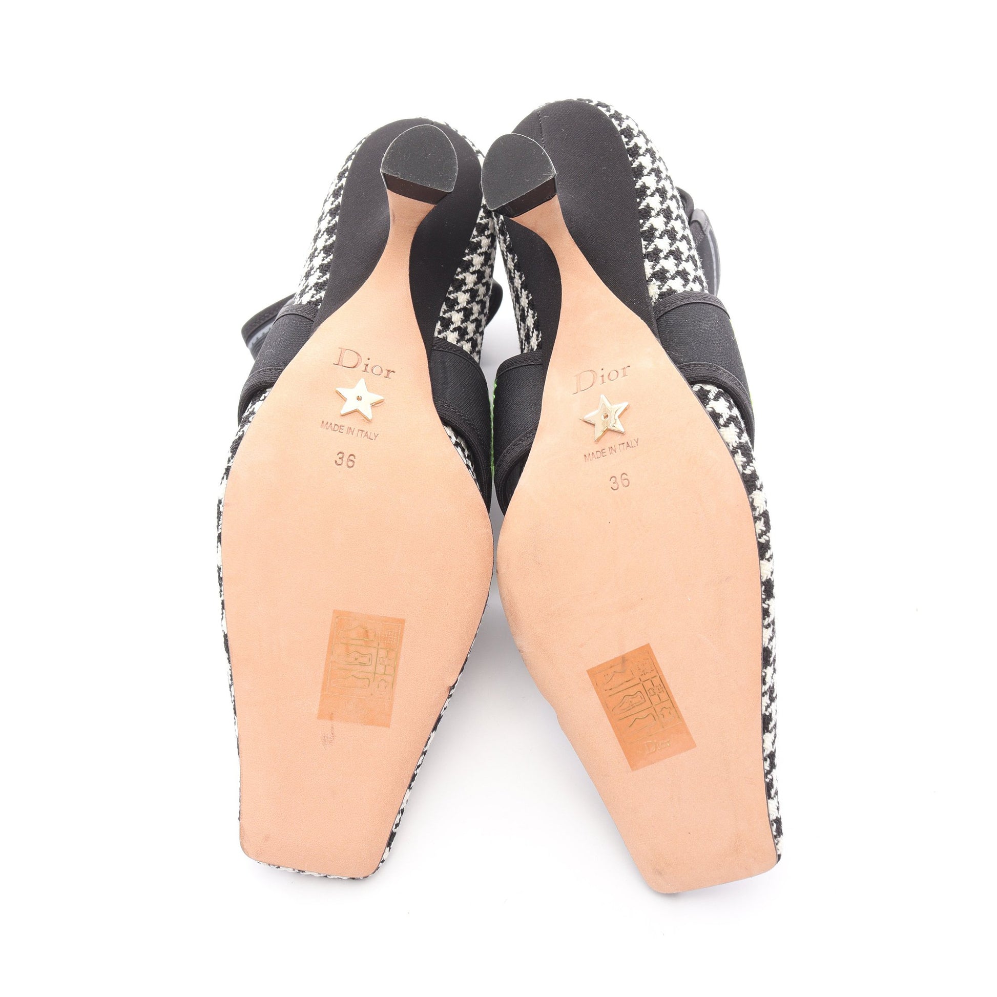 Christian Dior × Roger Vivier 62-22 パンプス 千鳥柄 ファブリック ブラック ホワイト イエローグリーン クリスチャンディオール シューズ Christian Dior