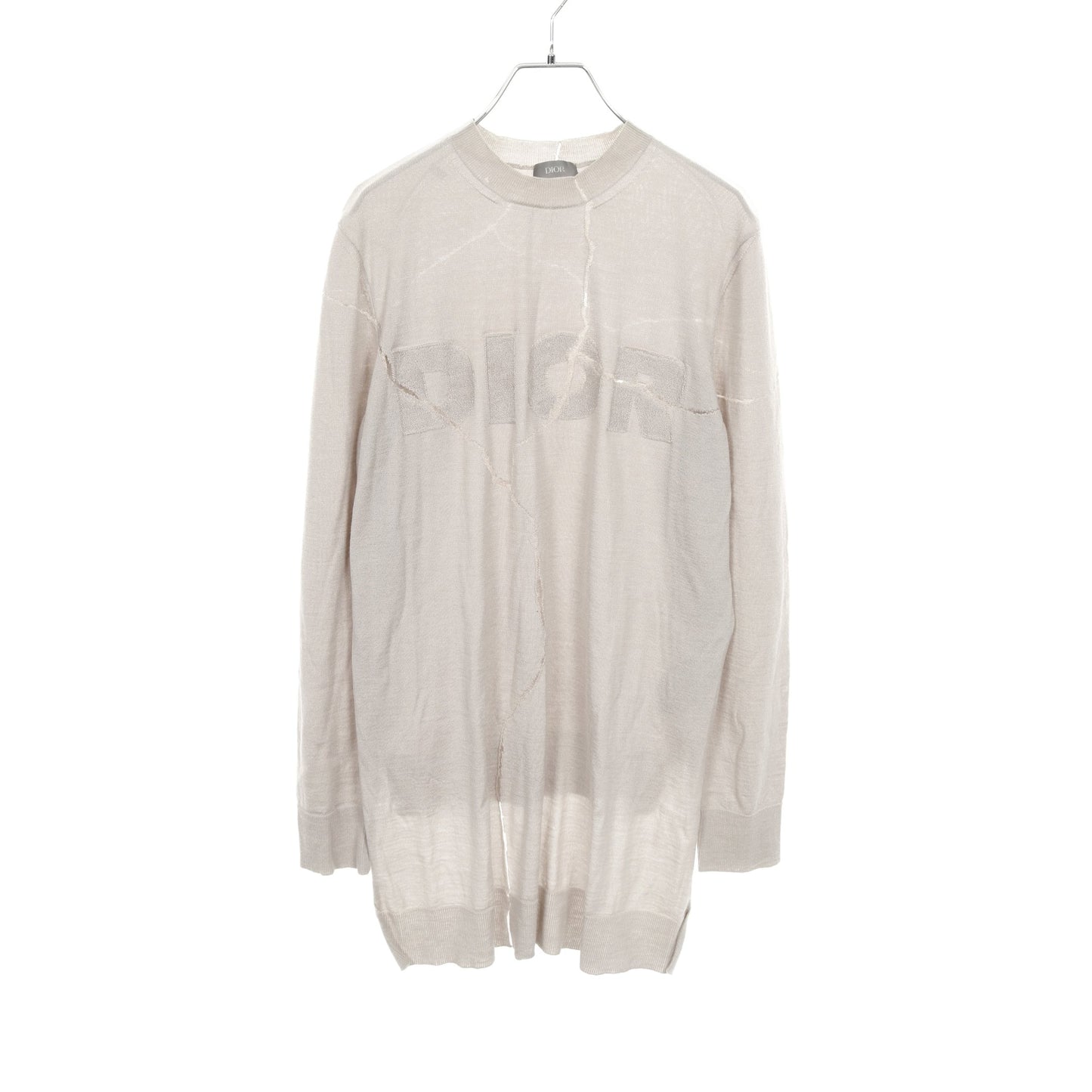 DIOR × Daniel Arsham ニット クルーネック ロゴ ウール シルク グレーベージュ ディオール トップス DIOR
